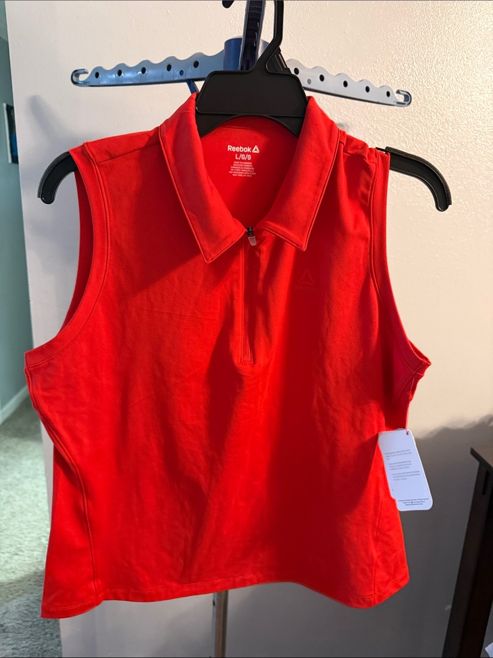 Reebok Women’s Bright Red Sleeveless Zip Polo Tank
